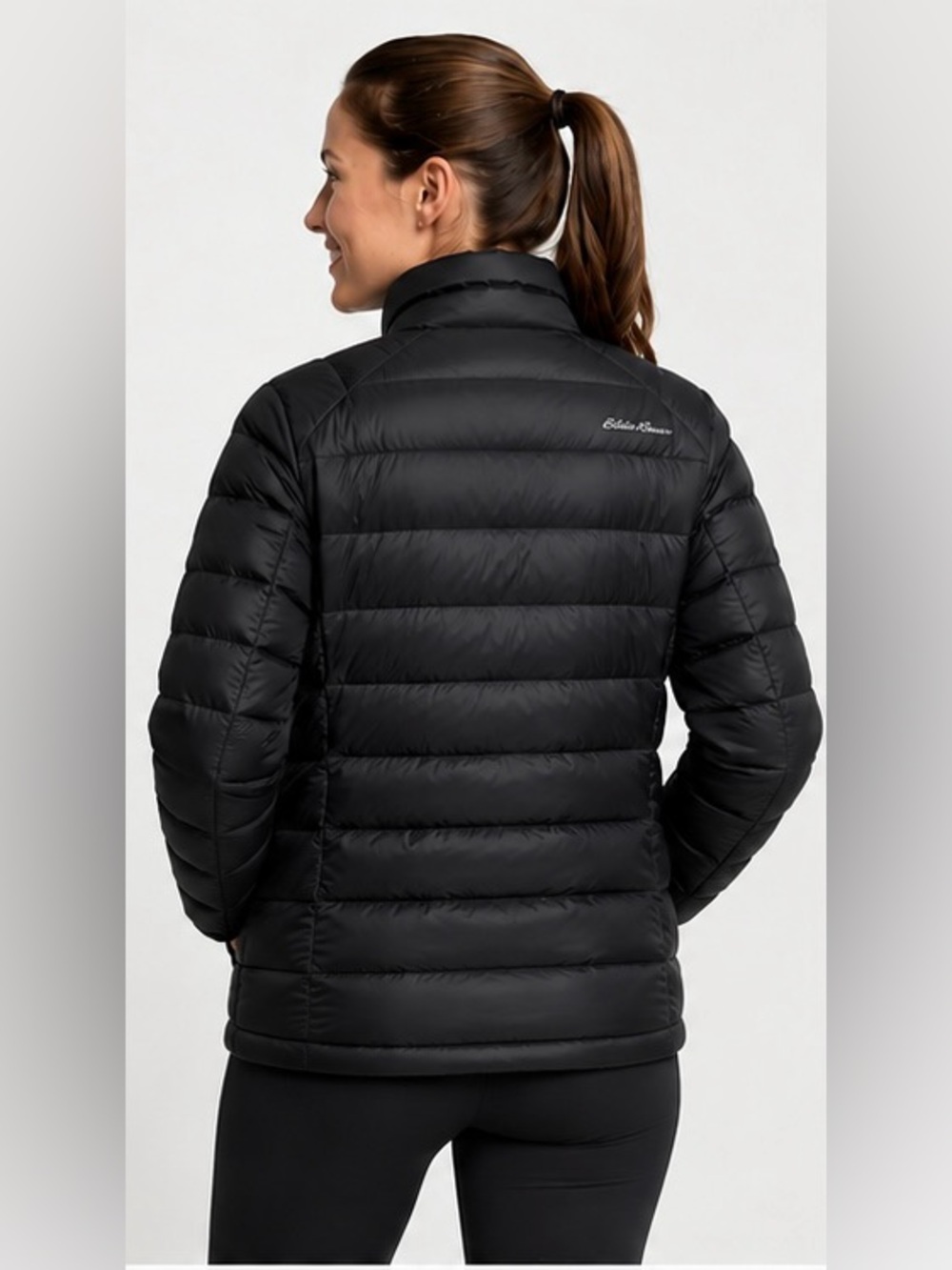 Eddie Bauer Black 650 Down Quilted Lightweight Packable Puffer Jacket Women's XL - Picture 2 of 9